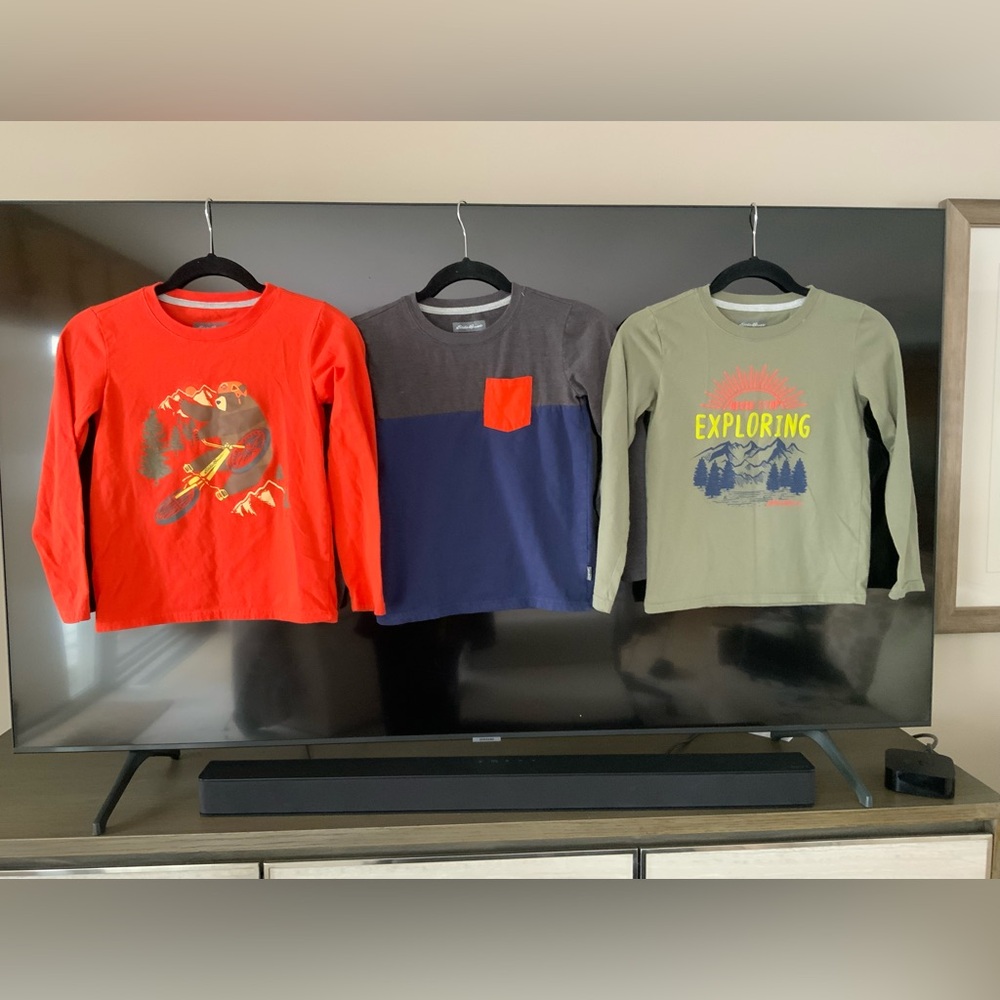 Three Eddie Bauer Long Sleeve Graphic T Shirts Size S (7/8)